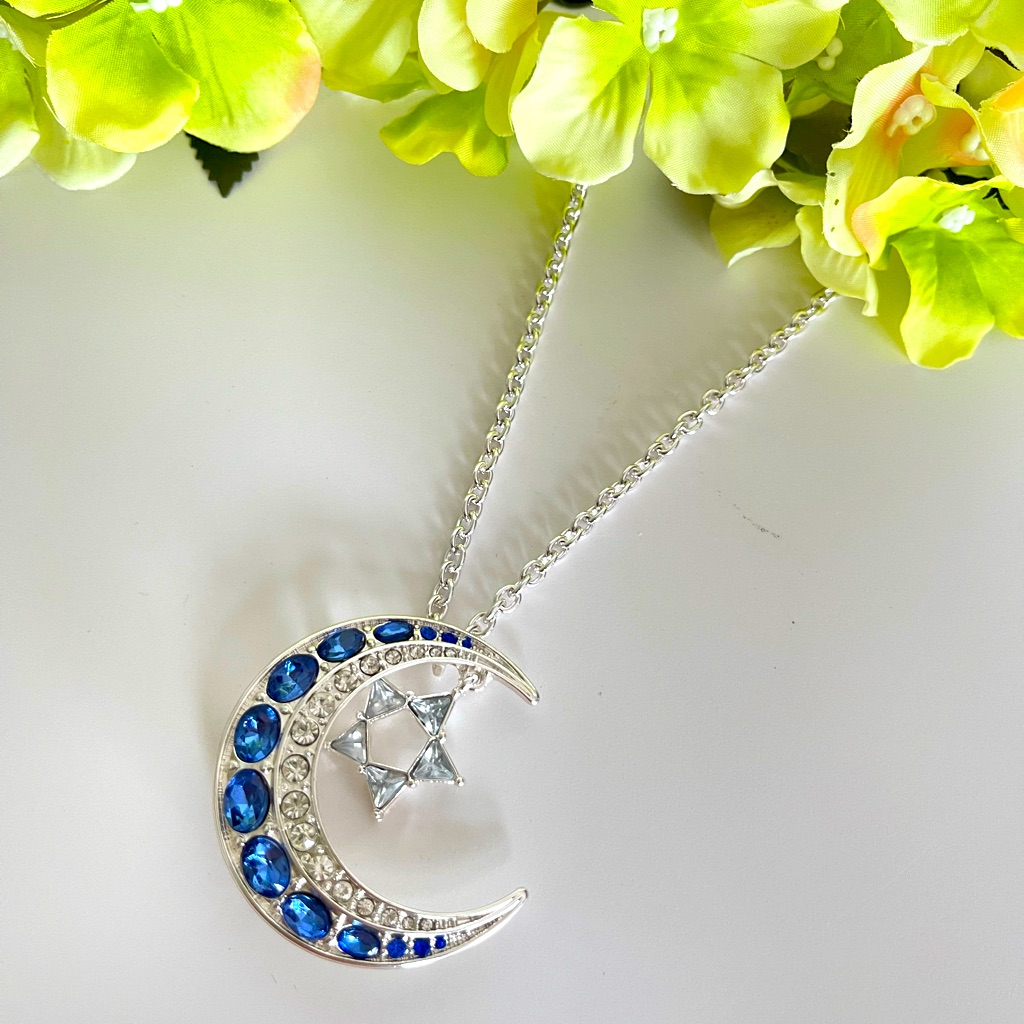 Charming Charlie Moon And Star Silver NecklaceBrooch 14$